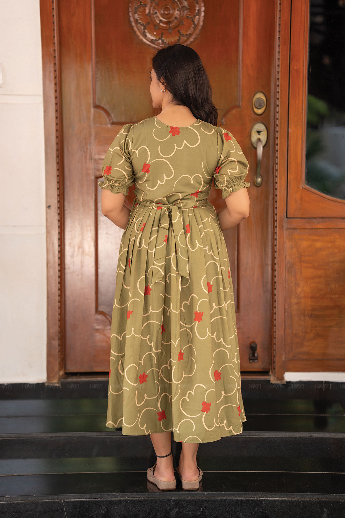 Olive Rings Green Printed Maternity and Feeding Wear