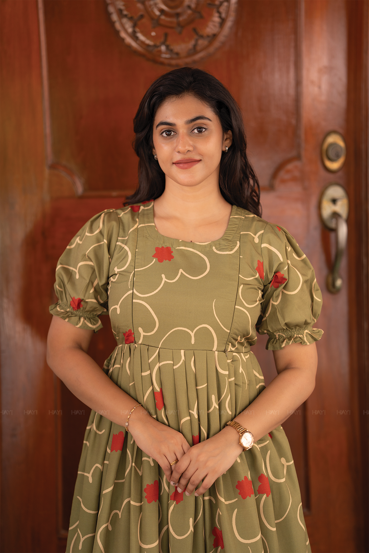 Olive Rings Green Printed Maternity and Feeding Wear