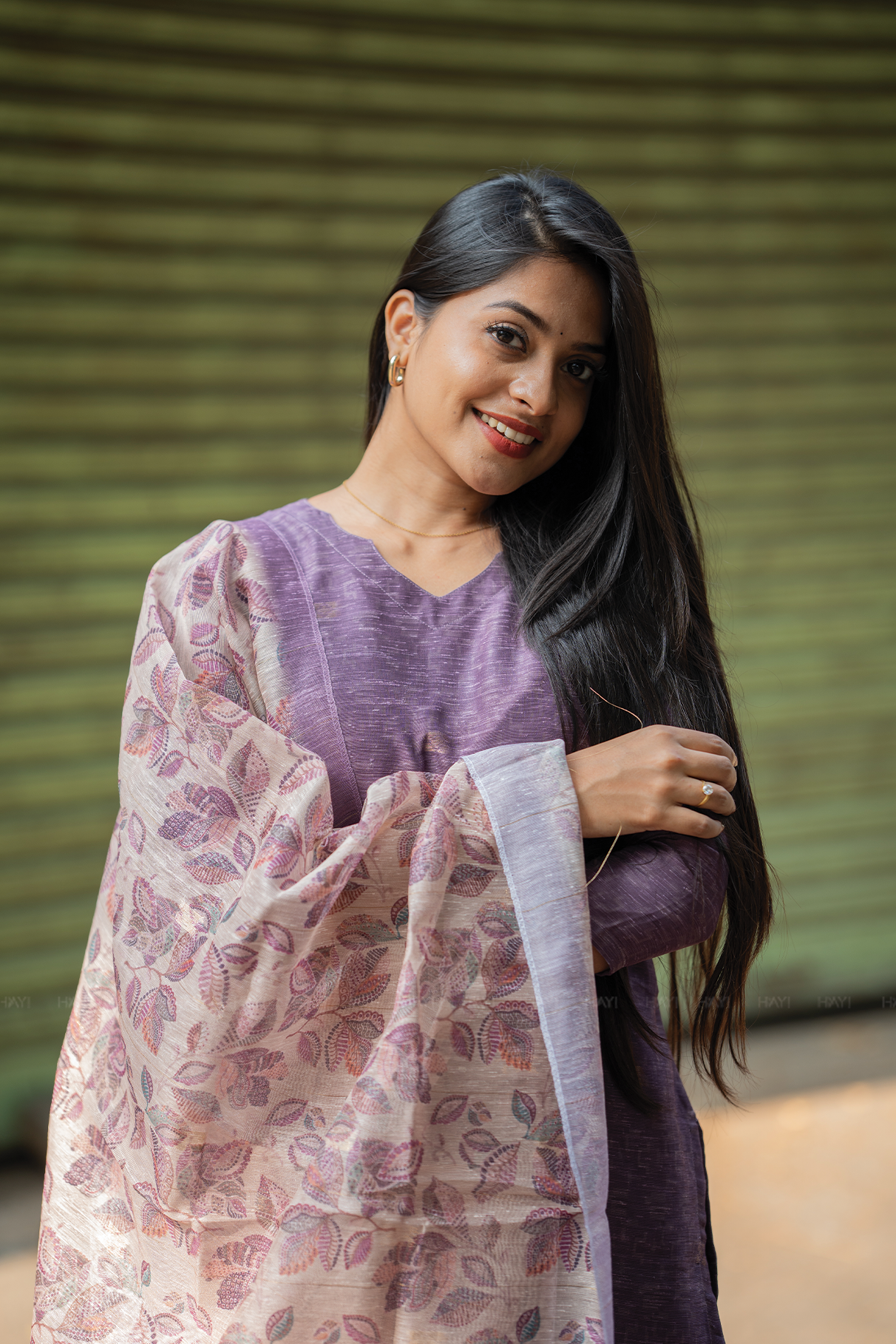 Petal Mist Jacquard 3 Piece Linen Kurta Set with Dupatta