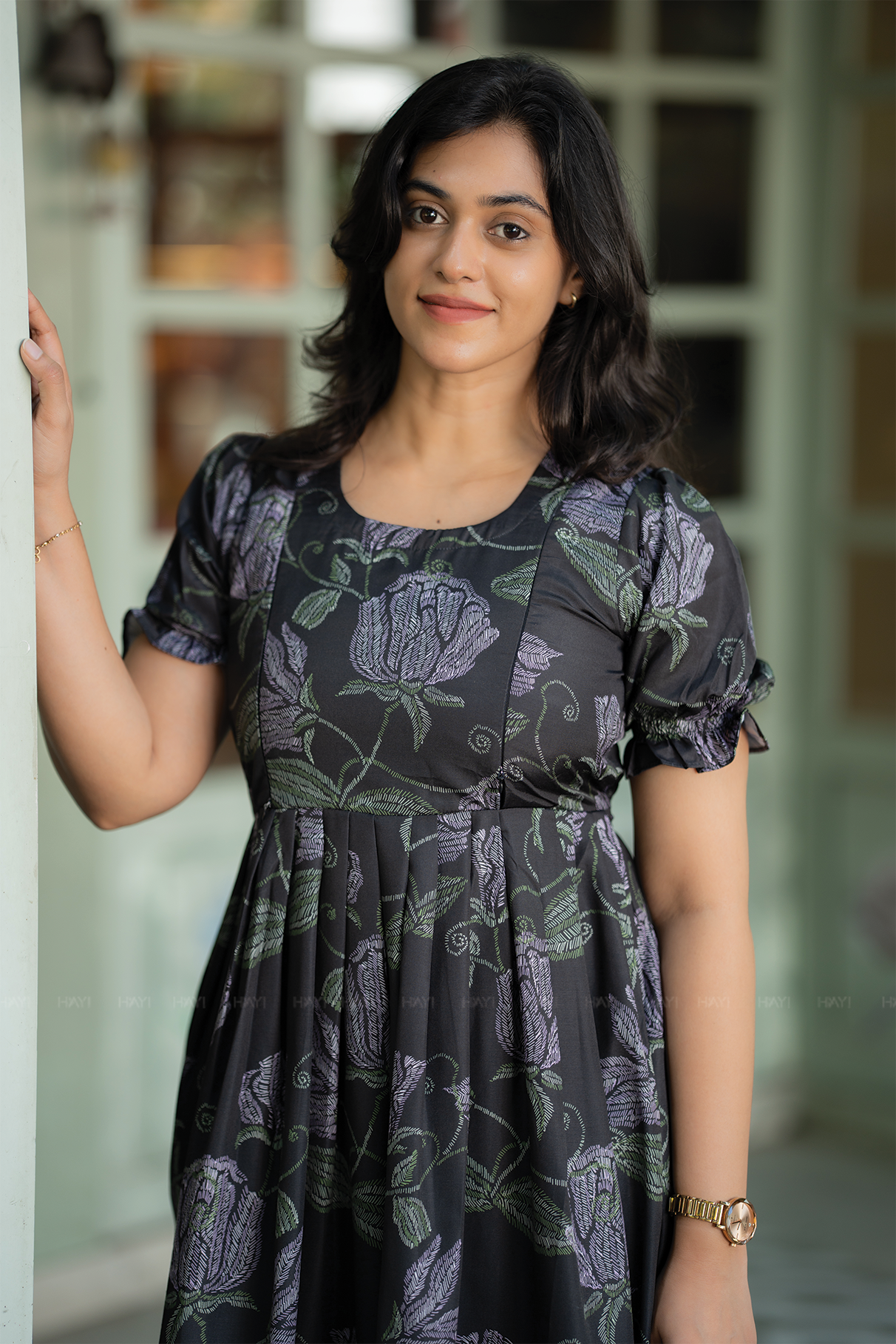 Deep Muse Black Floral Printed Maternity and Feeding Wear