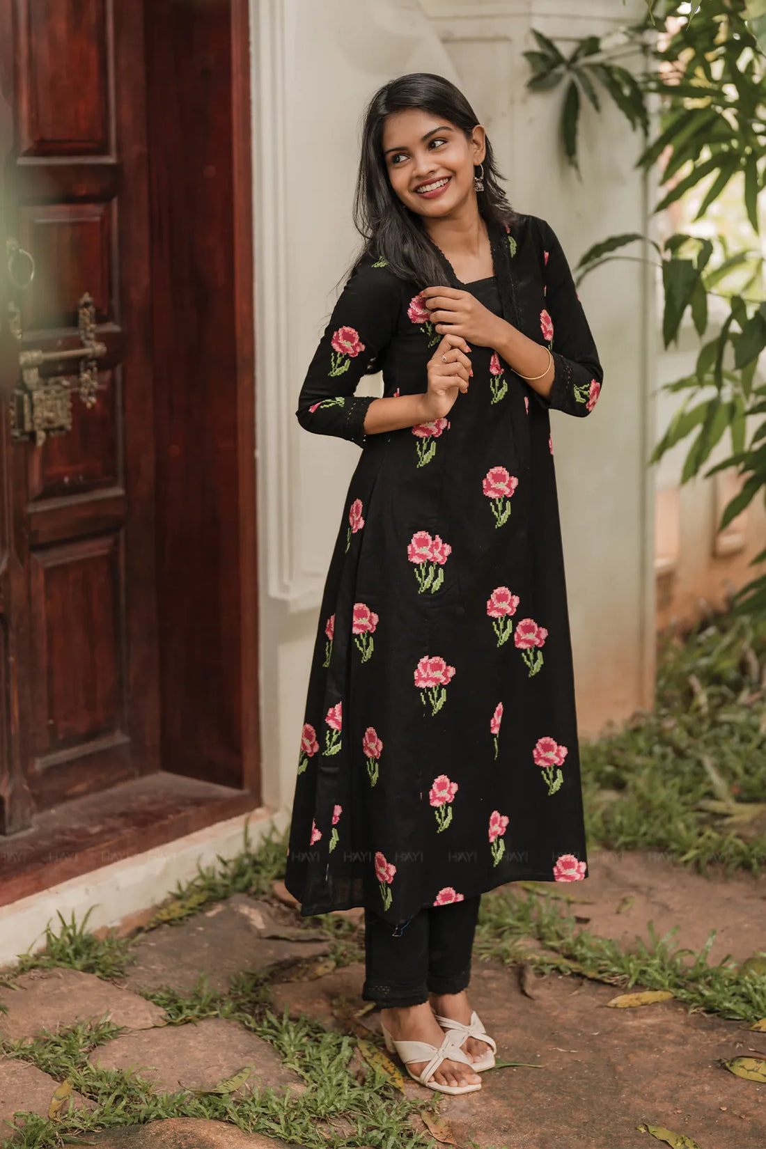 Elaris Pixel Lune Black Cotton Flex Co-ord Set with Elegant Finish