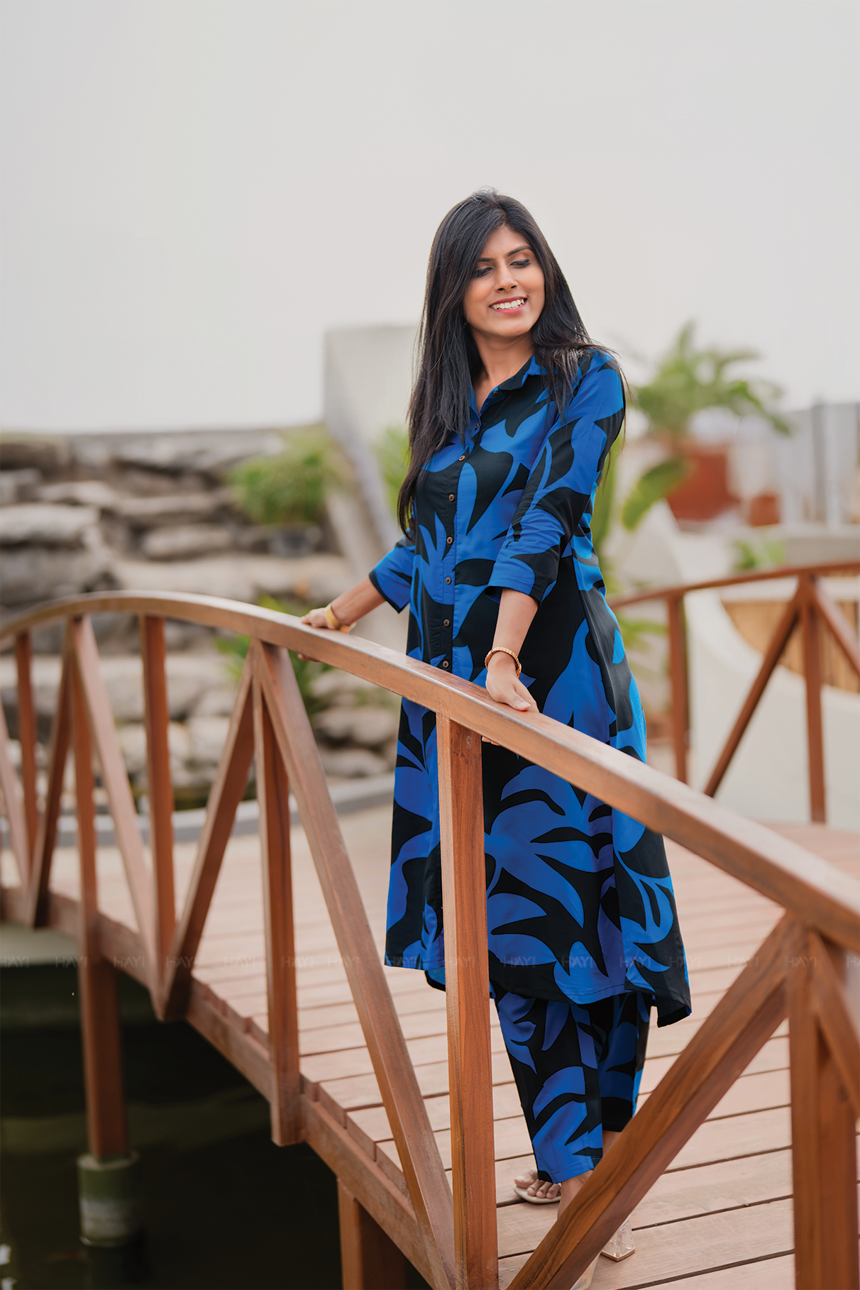 Mystic Muse Black Viscose Co-ord with Shrisha Collar & 3/4th Sleeves