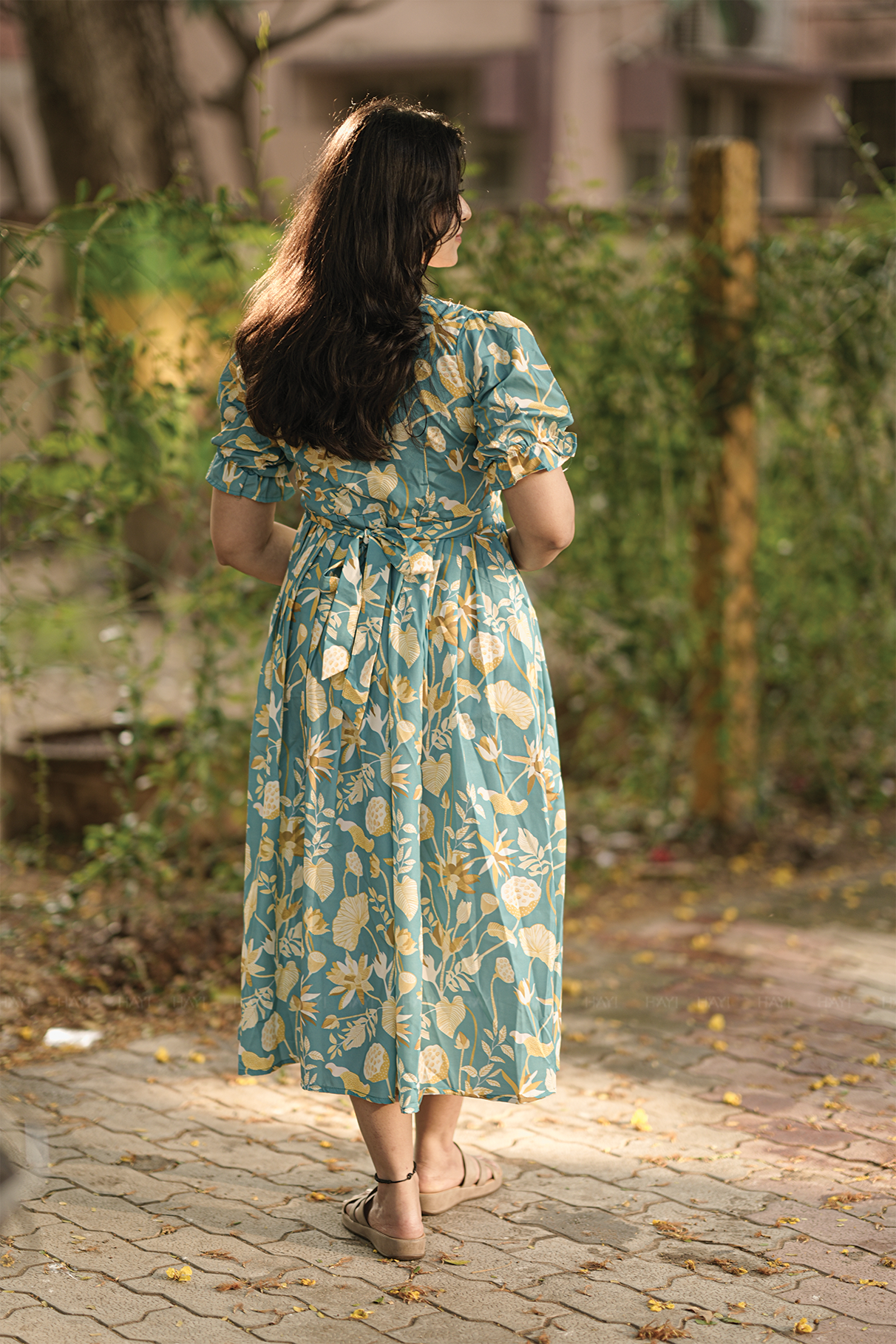Freshflora Blue Printed Maternity and Feeding Maxi Wear