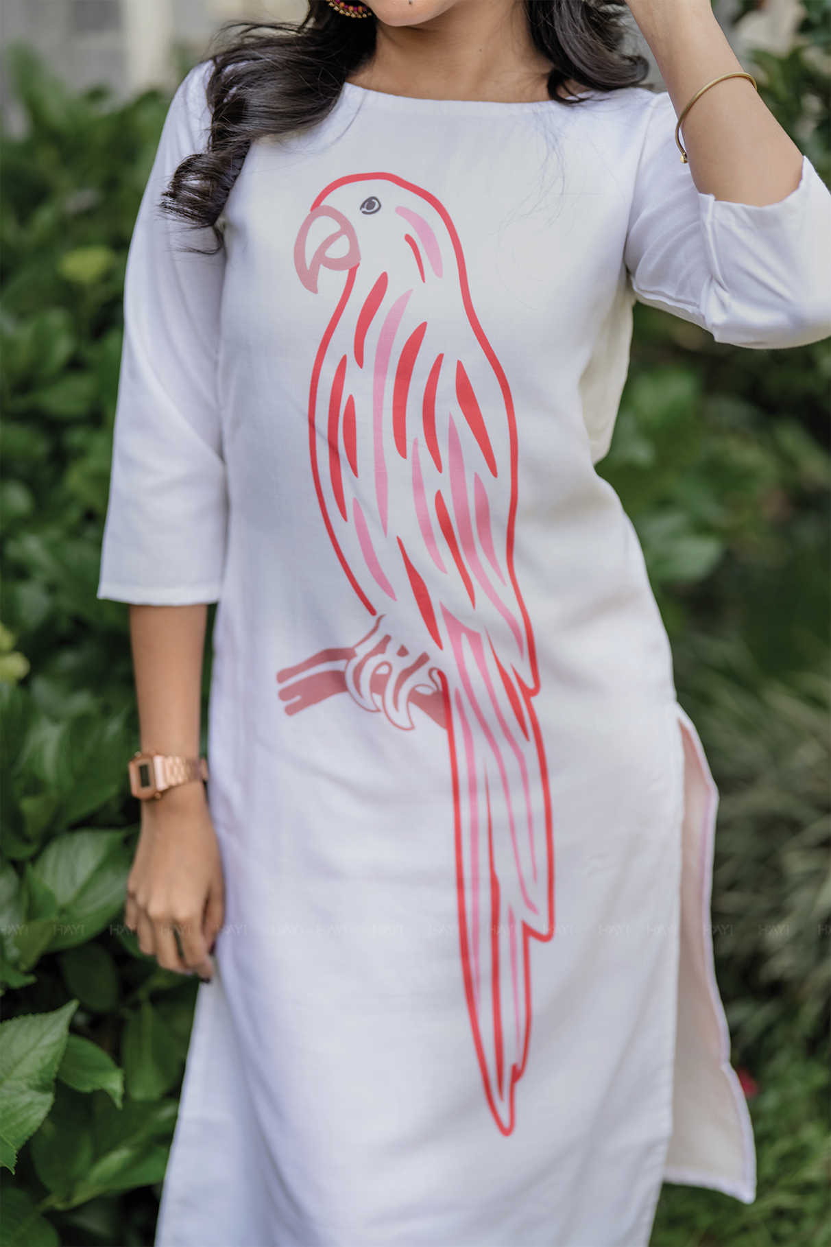 Feathered Charm White Placement Printed Kuta