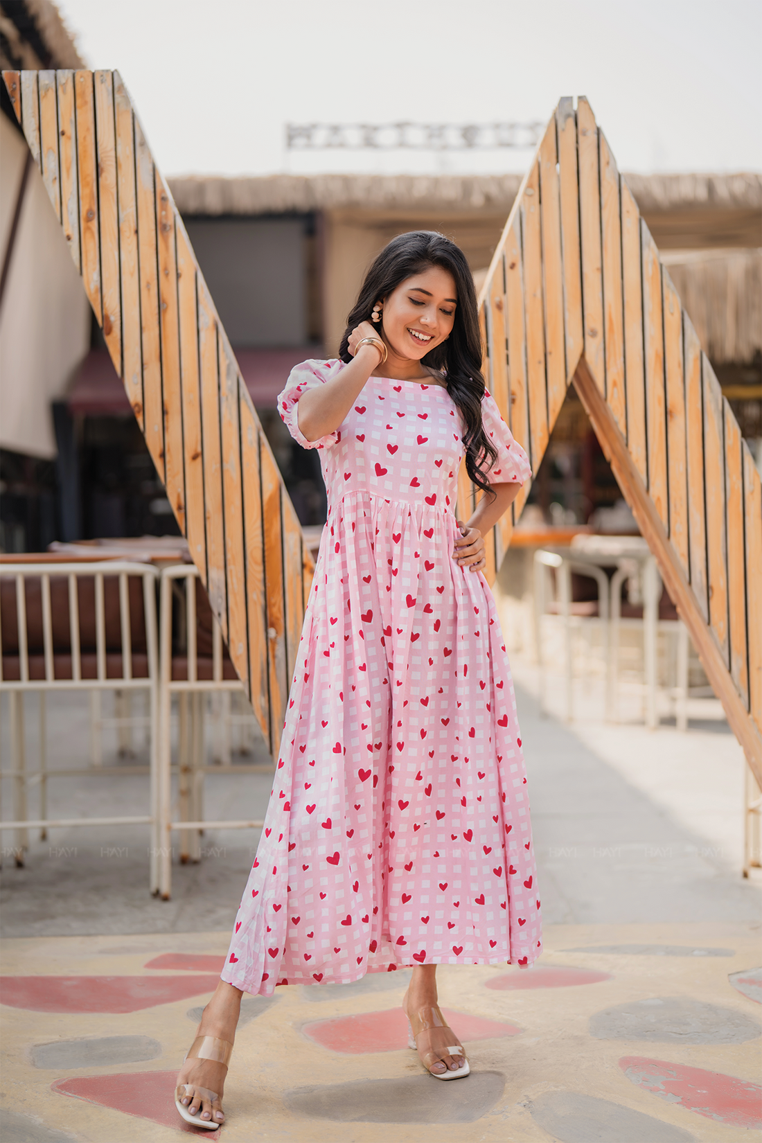 Heartnote Lay Off-White Viscose Dress with Square Neck