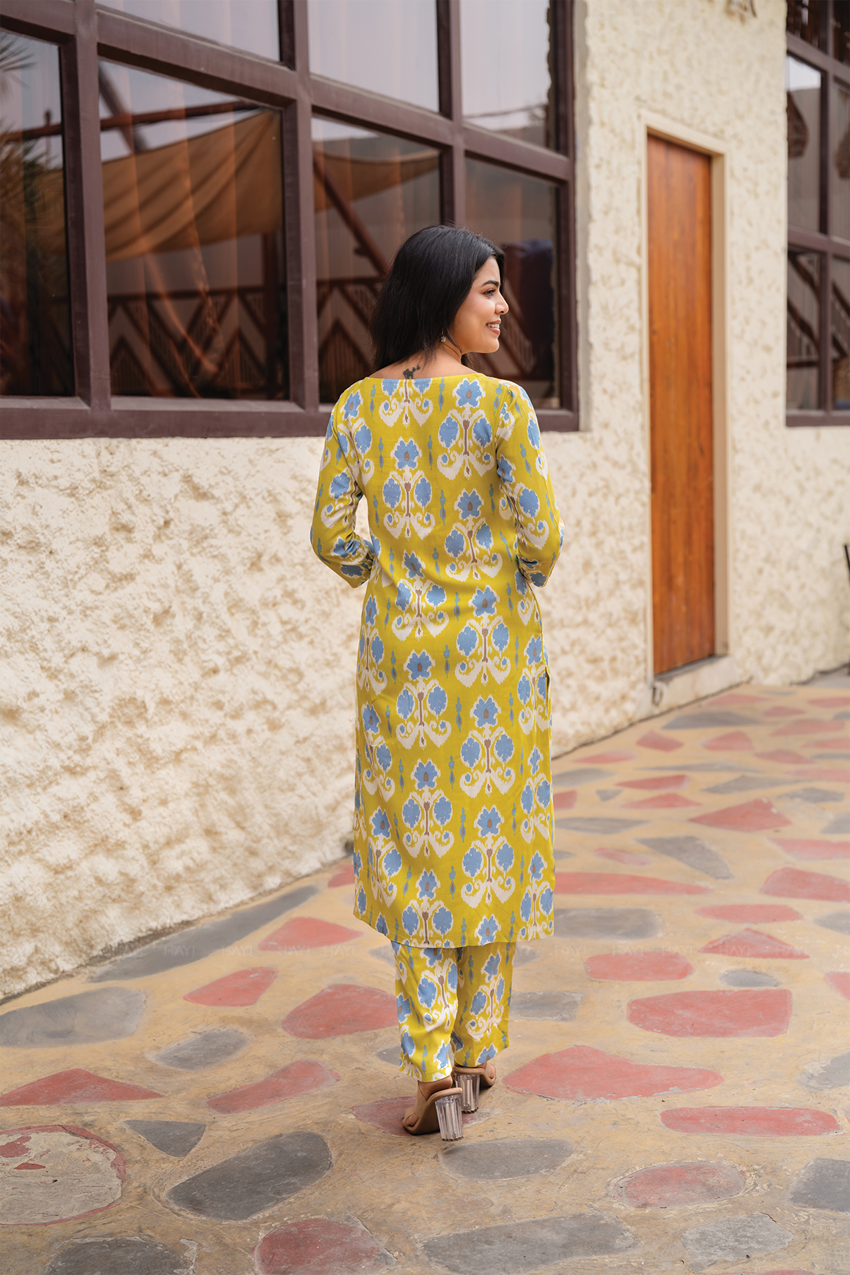 Whispering Winds Green Viscose Co-ord with Boat Neck & 3/4th Sleeves