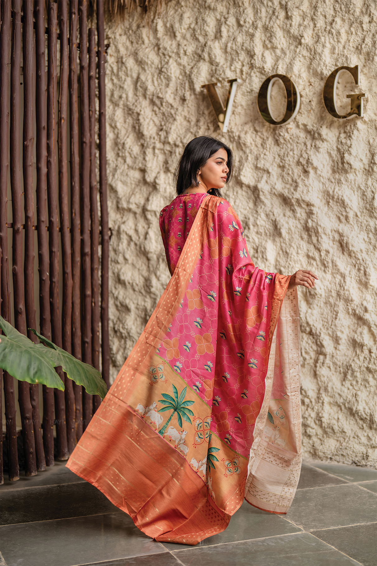 Pink Heritage 3 Piece Tissue silk blend printed Kurta with Pant & Dupatta