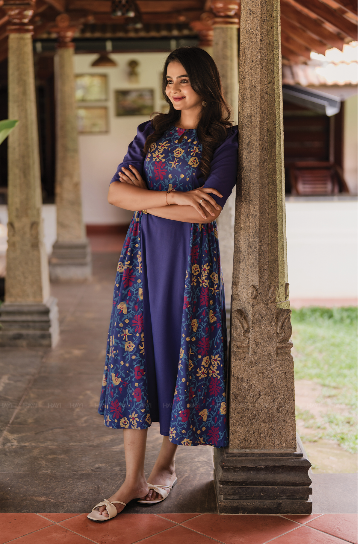 Celestial Crossloom Viscose Printed Flared Charm Outfit