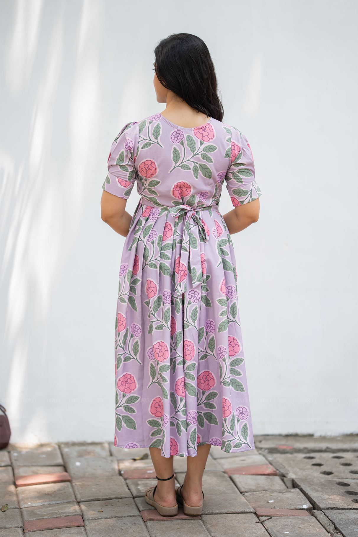 Faded Petal Lavender Printed Maternity and Feeding Dress