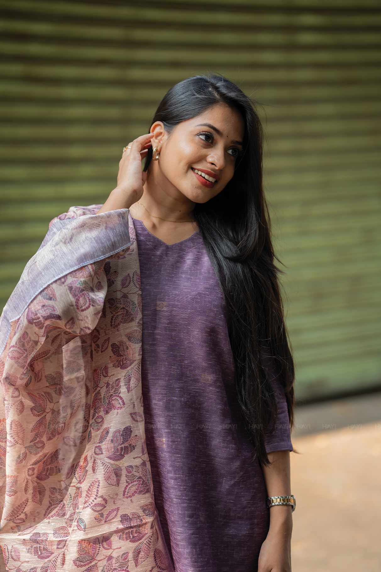 Petal Mist Jacquard 3 Piece Linen Kurta Set with Dupatta