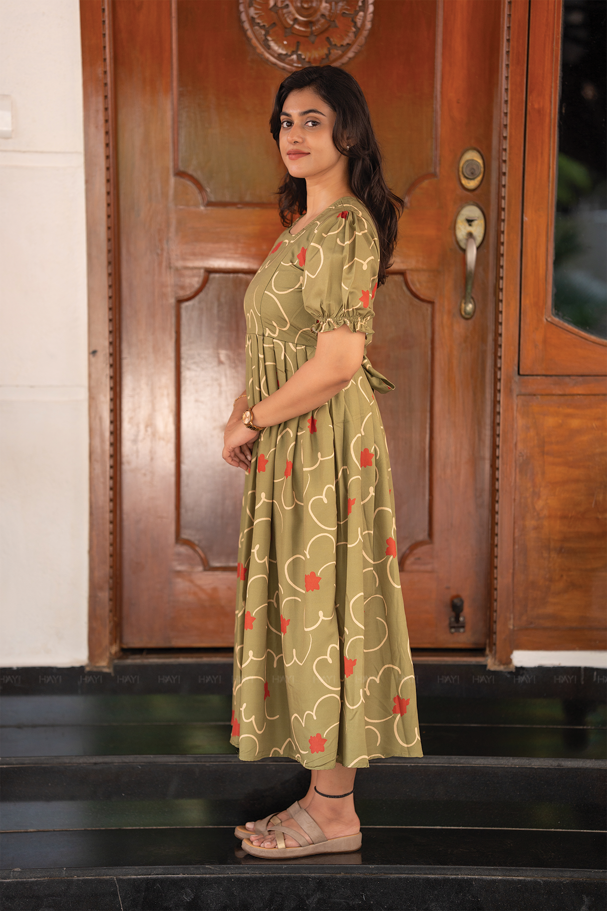 Olive Rings Green Printed Maternity and Feeding Wear