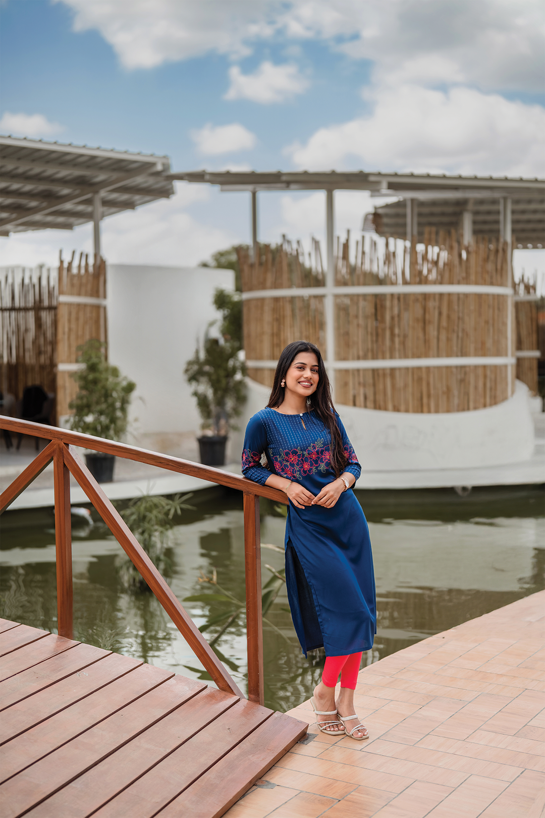 Starlit Blue with Celestial Stitch printed Viscose Kurta