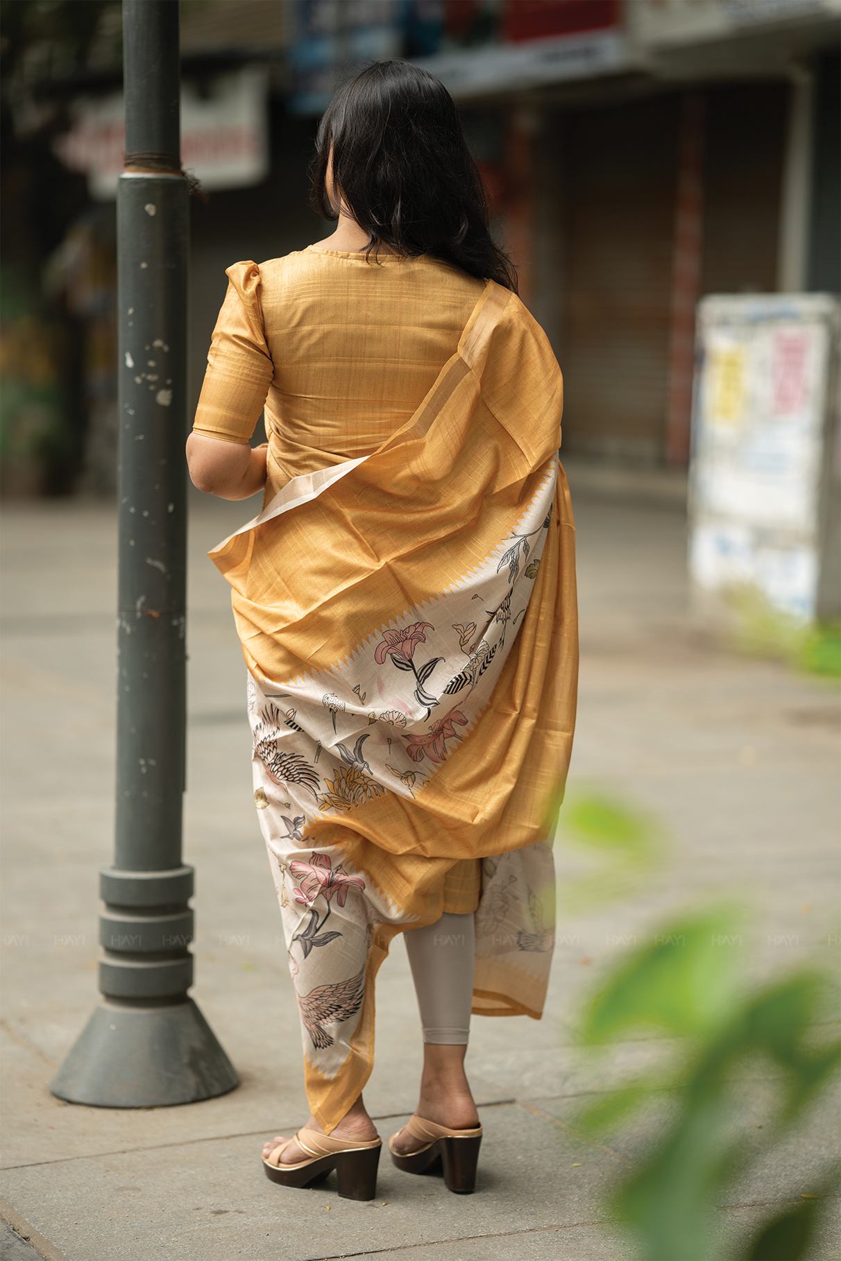 Swanira Yellow printed 2 Piece Jacquard Kurta with Dupatta