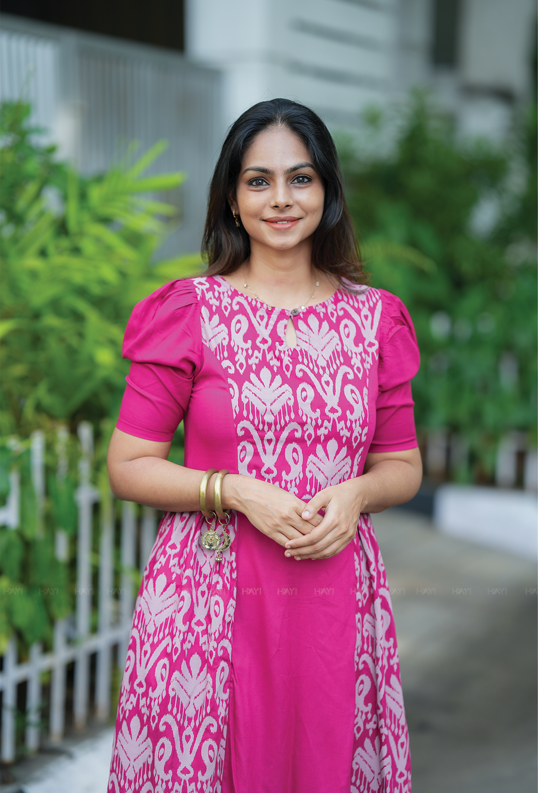 Egret Majenta with Magestic Imprint Viscose Dress