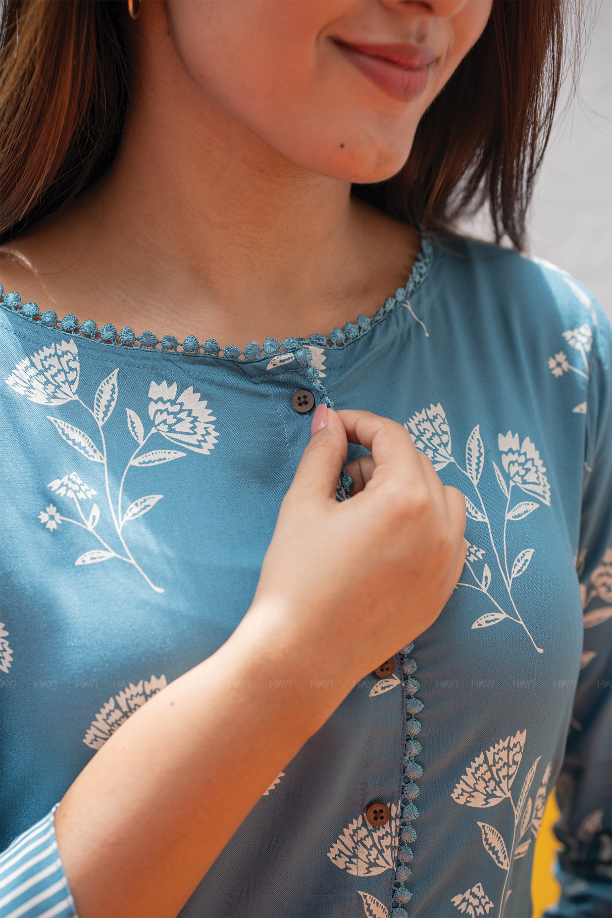 Blue Elarra Viscose A-line Kurta