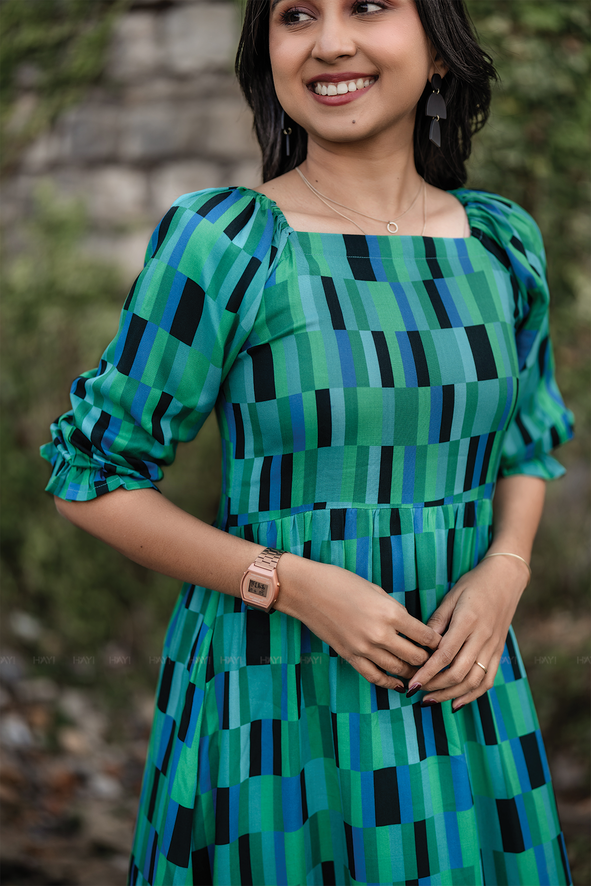 Green Current Viscose Printed Umbrella Outfit