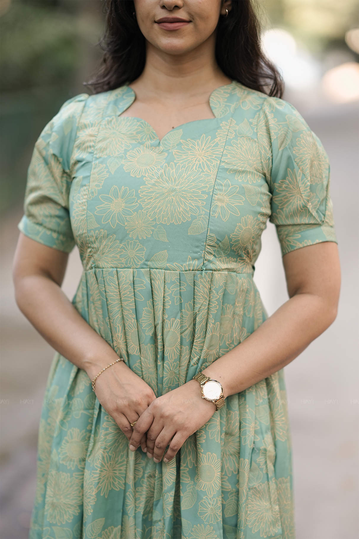 Soft Sage Charm Green Printed Maternity and Feeding Maxi Outfit