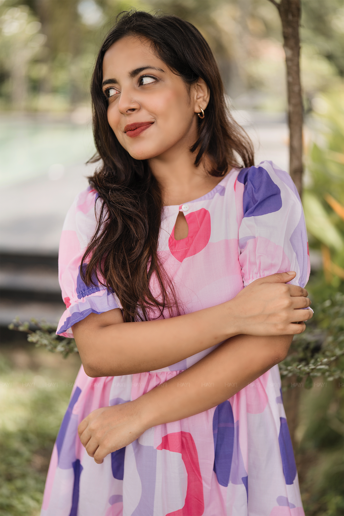 Entwine Pink with Florenza pirnted Maternity and Feeding Viscose Dress