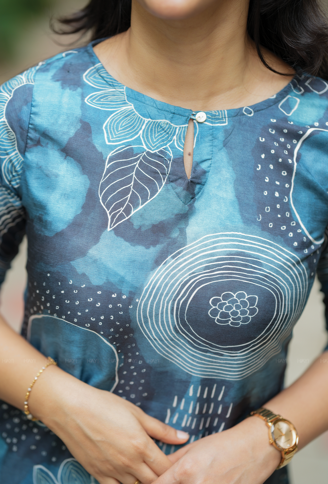 Laver Blue with Floral Membrane Silk Blend Co ord set