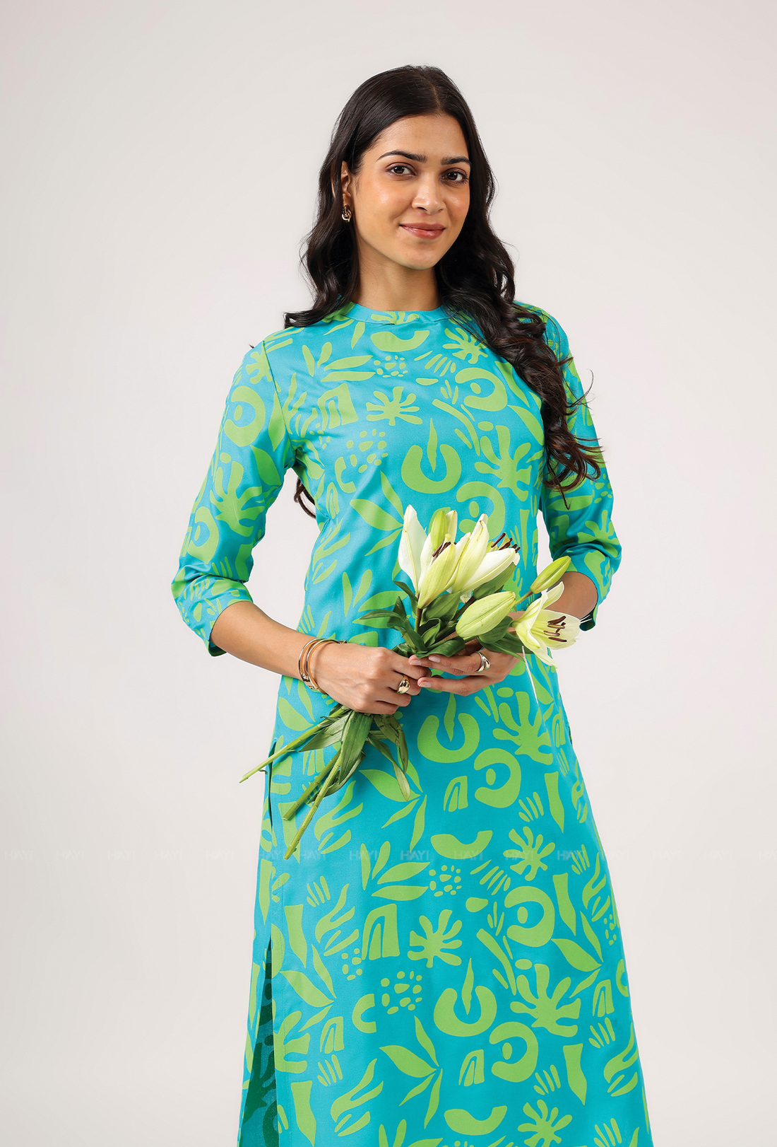 Hazy Blue with Abstract Grove Viscose printed Co ord set