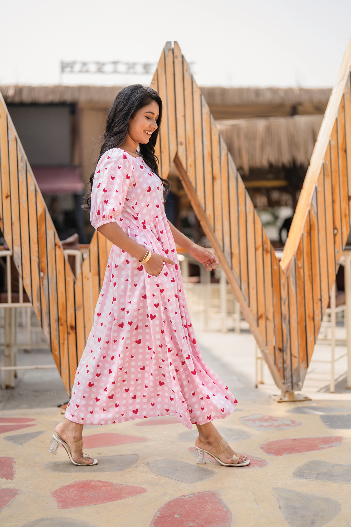 Heartnote Lay Off-White Viscose Dress with Square Neck