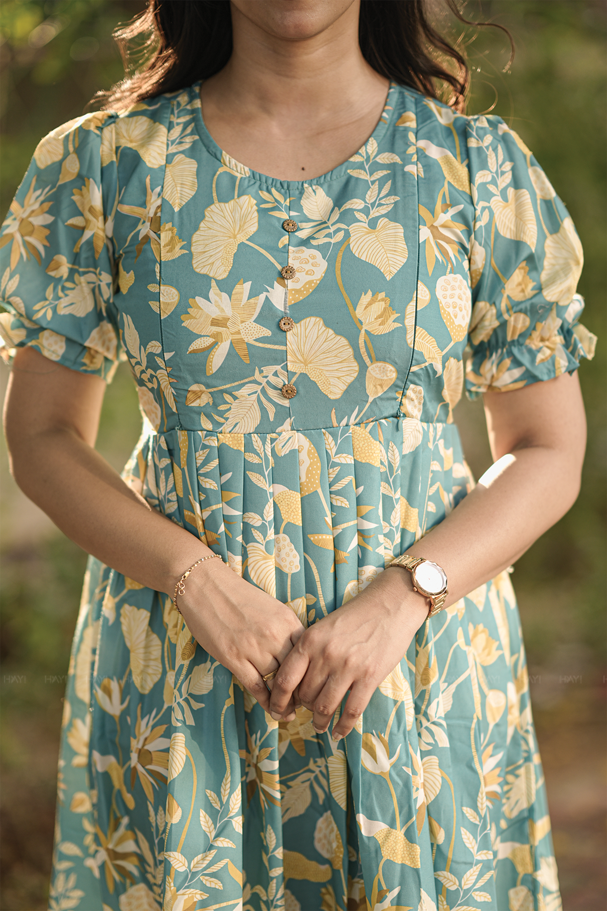 Freshflora Blue Printed Maternity and Feeding Maxi Wear