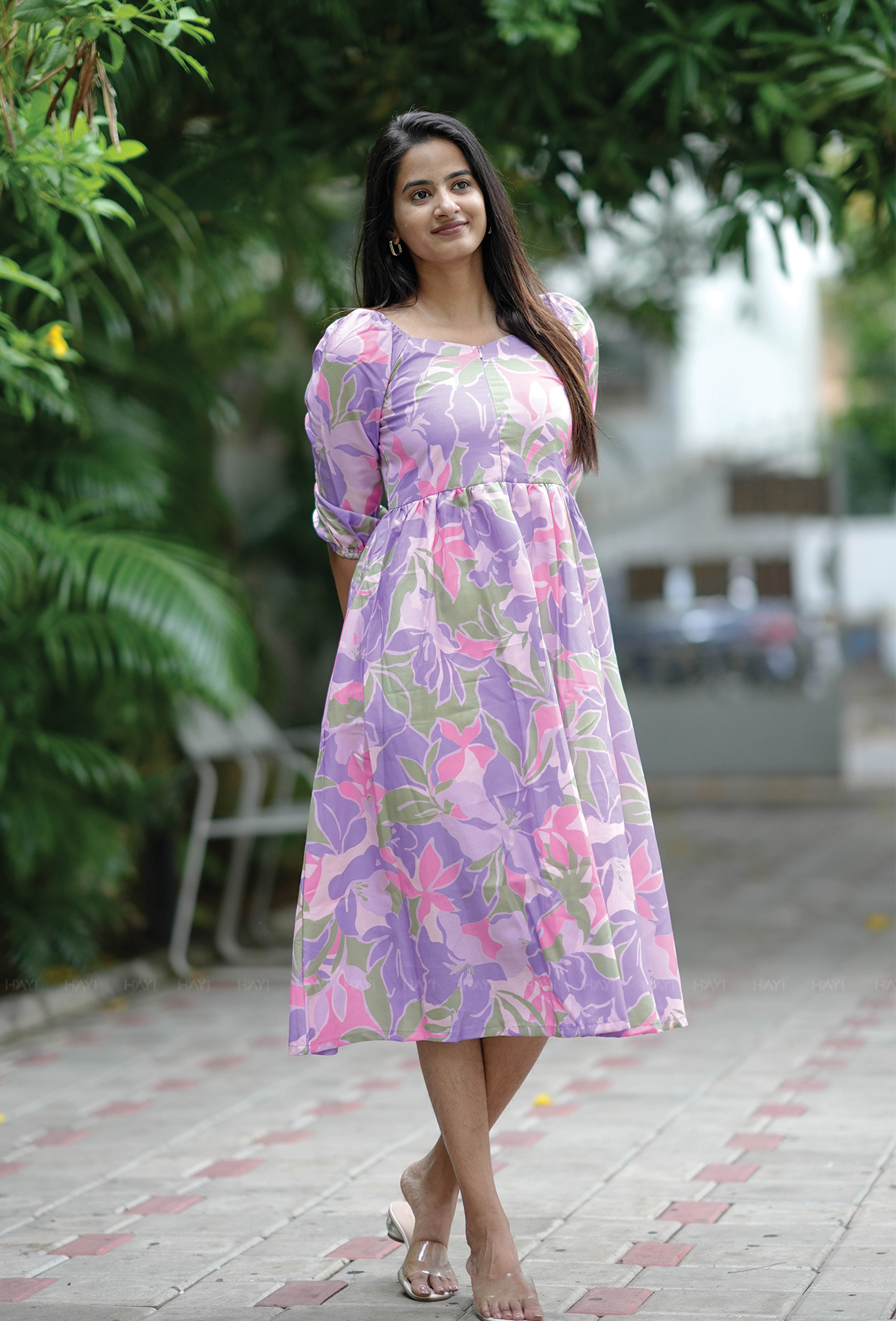 Painterly Petals Lavender Maternity and Feeding Dress