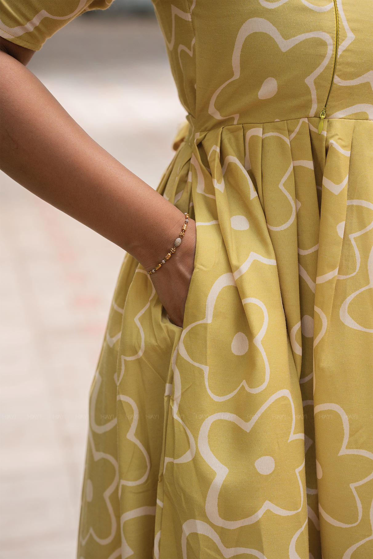 Mustard Flower Yellow Printed Maternity and feeding Maxi
