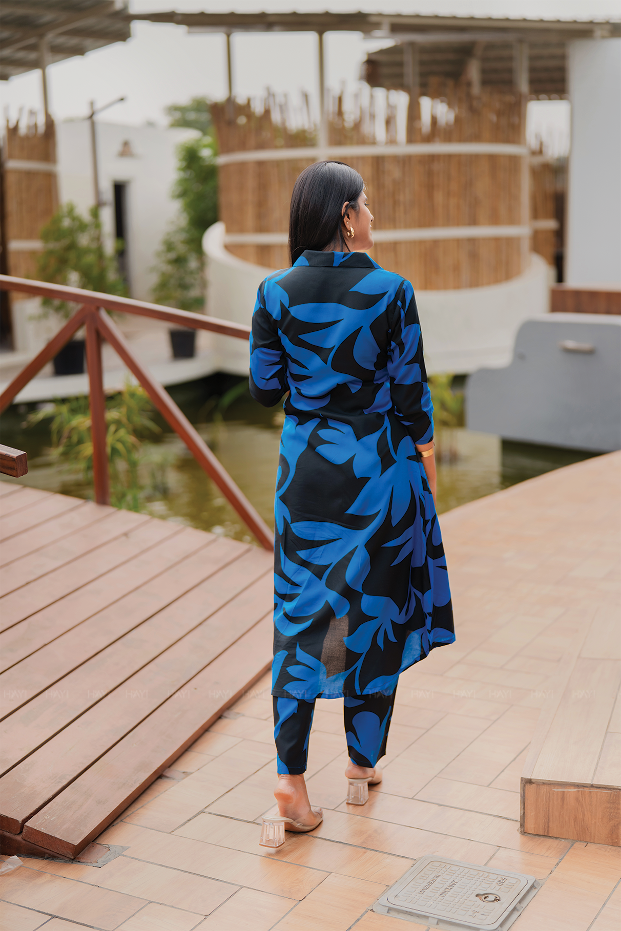 Mystic Muse Black Viscose Co-ord with Shrisha Collar & 3/4th Sleeves