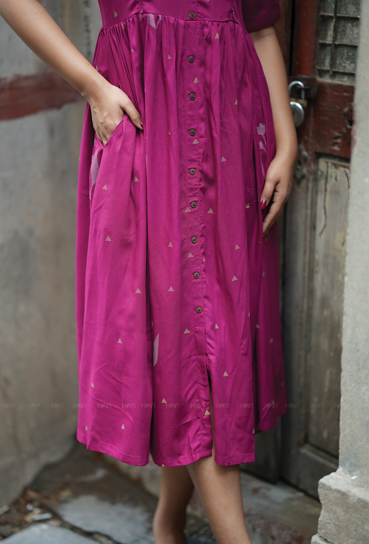 Solstice Maroon with Muted Muse Maternity and Feeding Dress