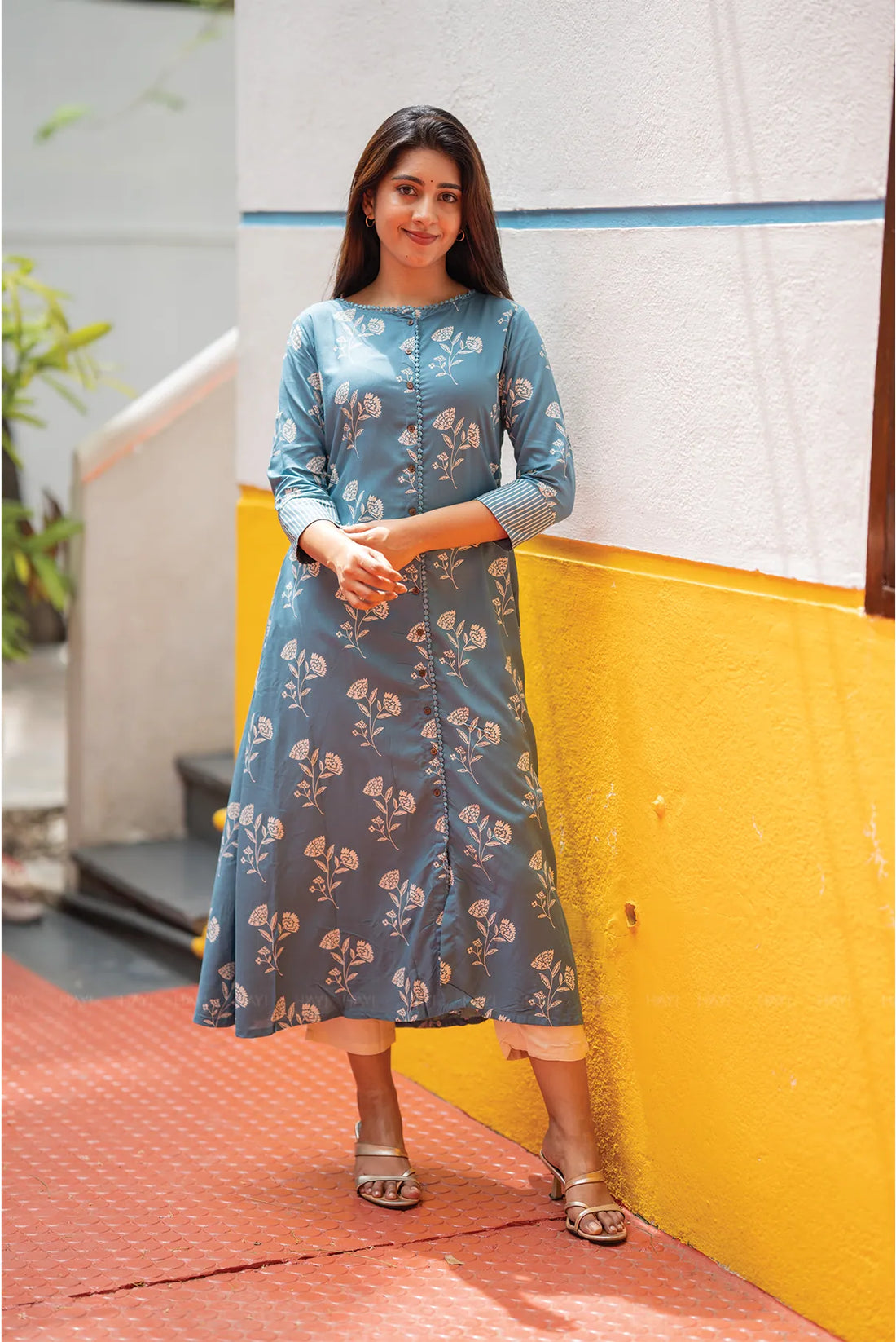 Blue Elarra Viscose A-line Kurta