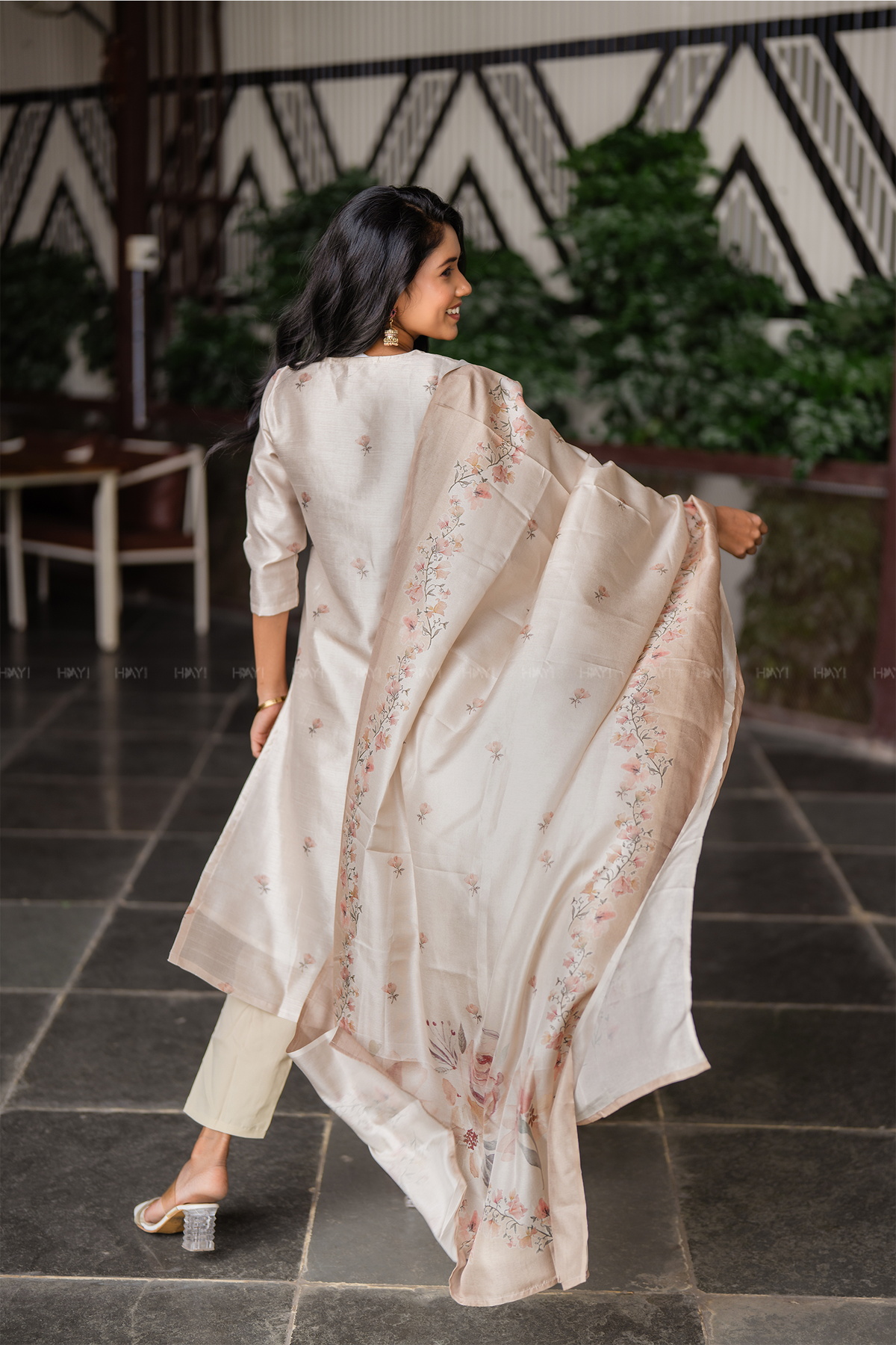 Ivory Grace Embroidered & Printed 3 Piece Tussar Silk Blend Kurti Set with Dupatta