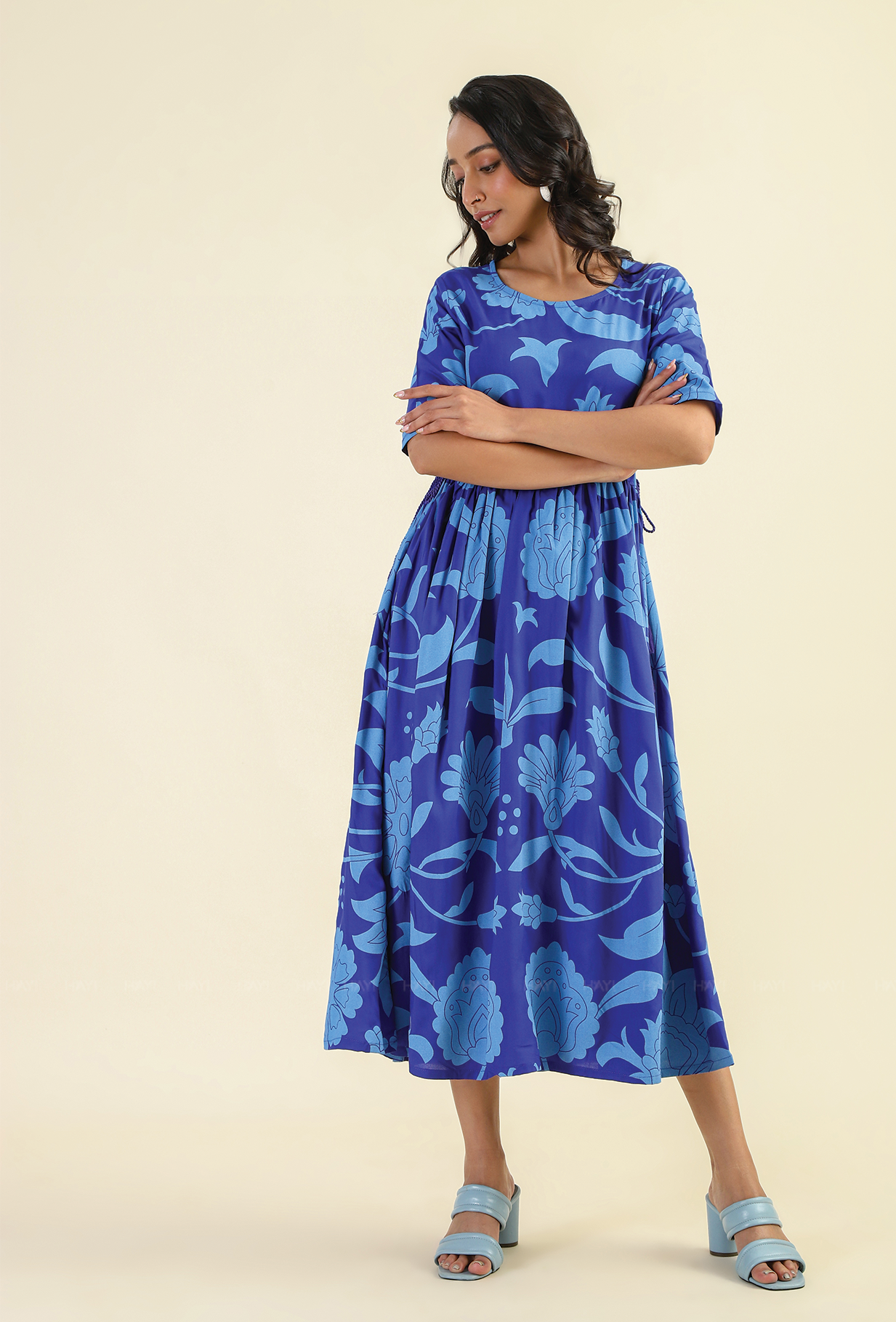 Indigo Drifit Viscose Printed Dress