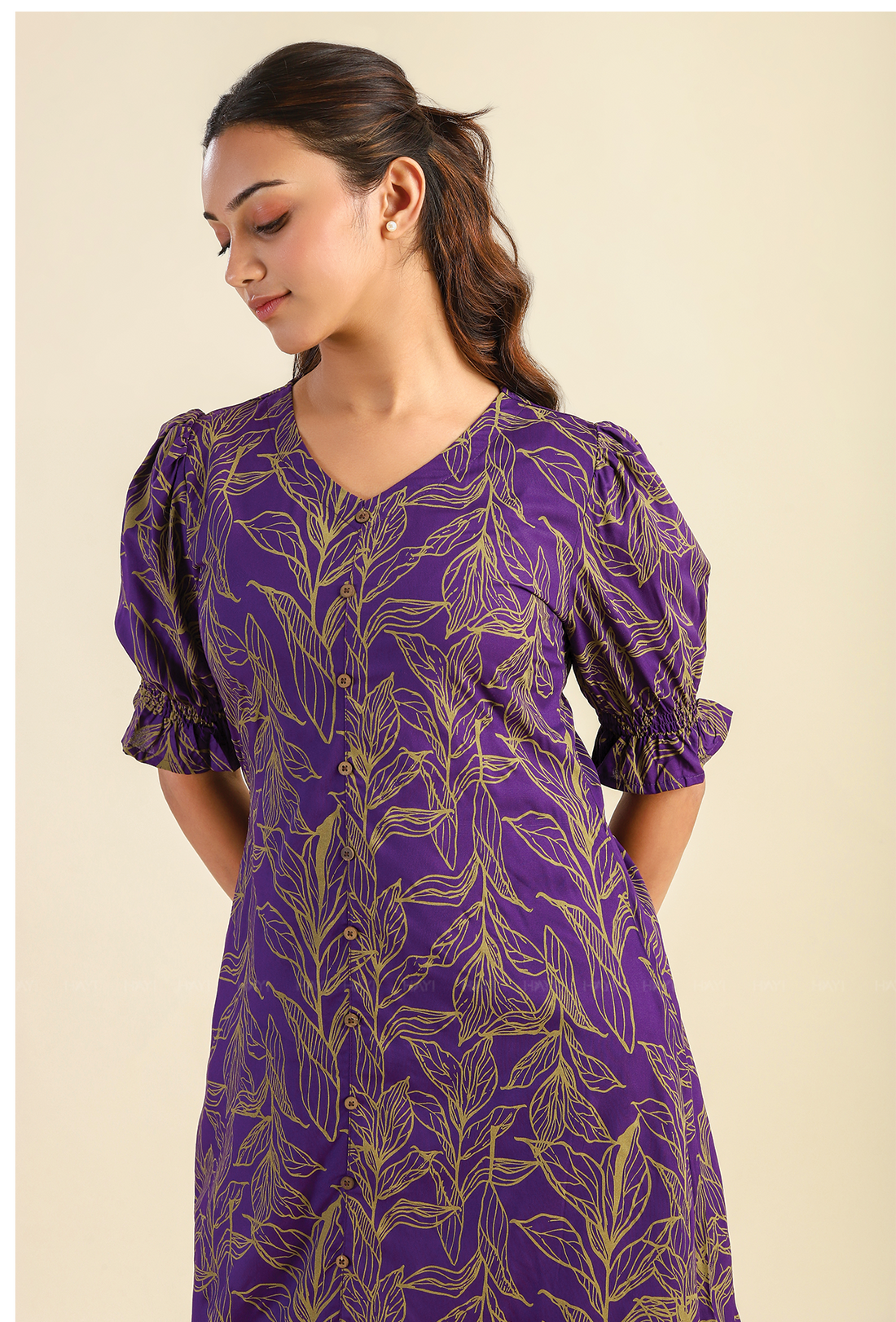 Purple Mystic Flutter Viscose Printed Dress