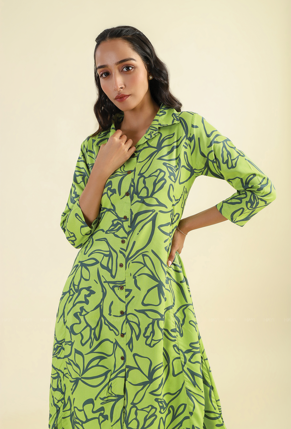 Green Ethereal Petals Viscose Printed Co-ords