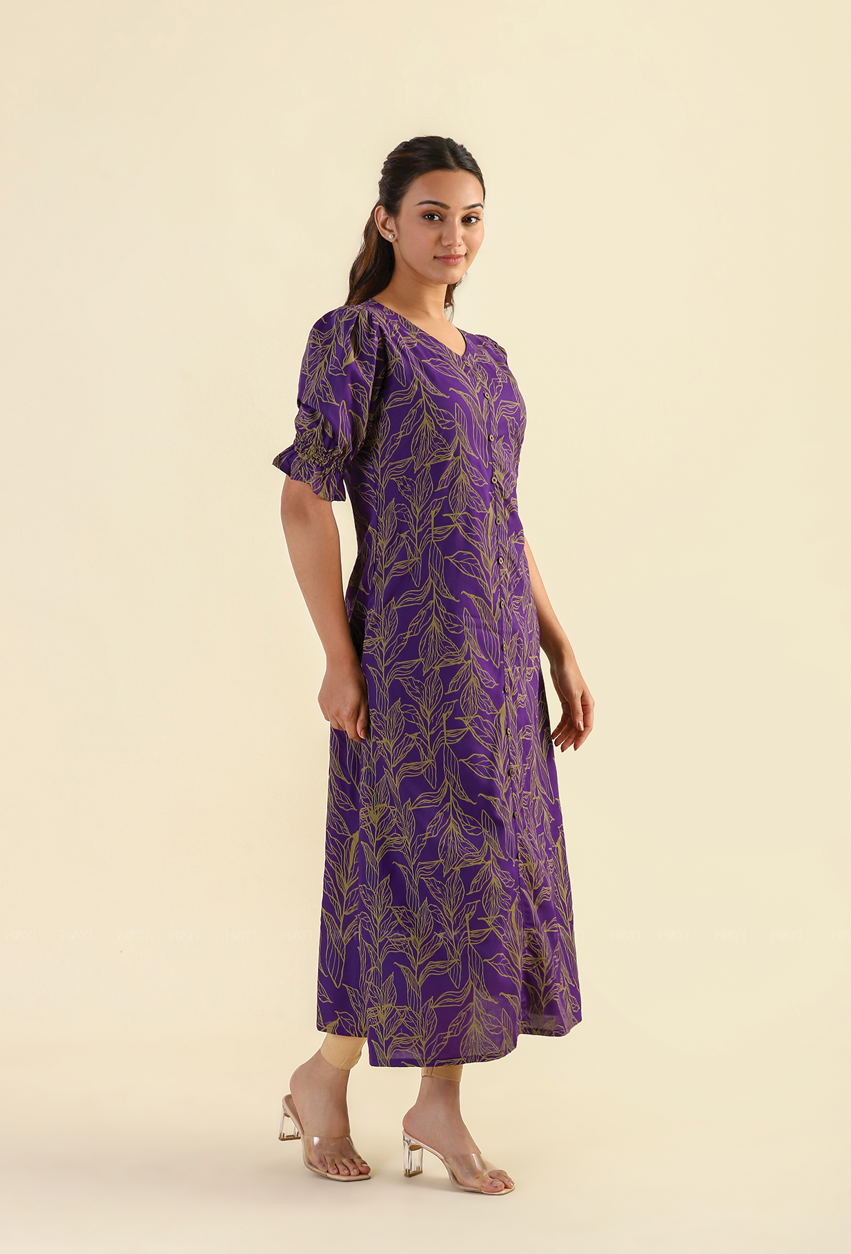 Purple Mystic Flutter Viscose Printed Dress