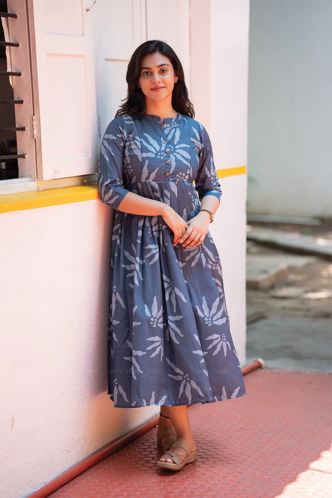 Enchanted Grace Blue Printed Maternity and Feeding Maxi Outfit