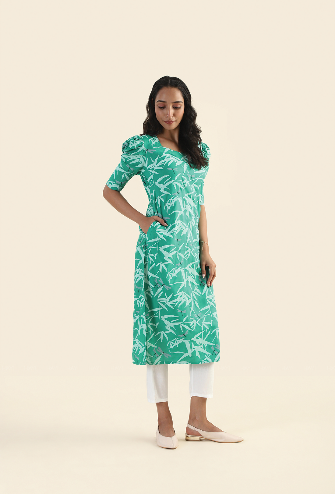 Misty Green Viscose Printed Kurta