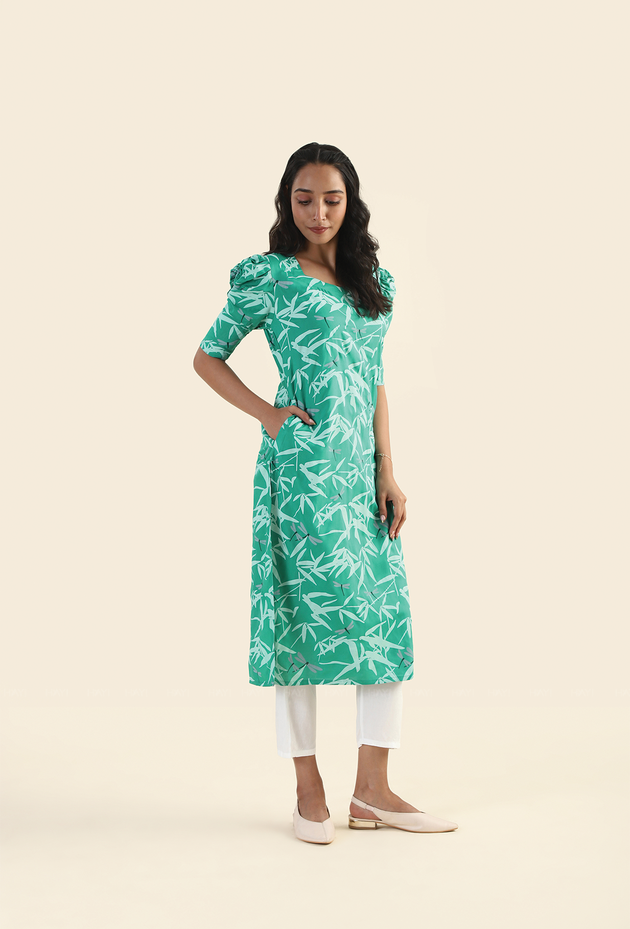 Misty Green Viscose Printed Kurta