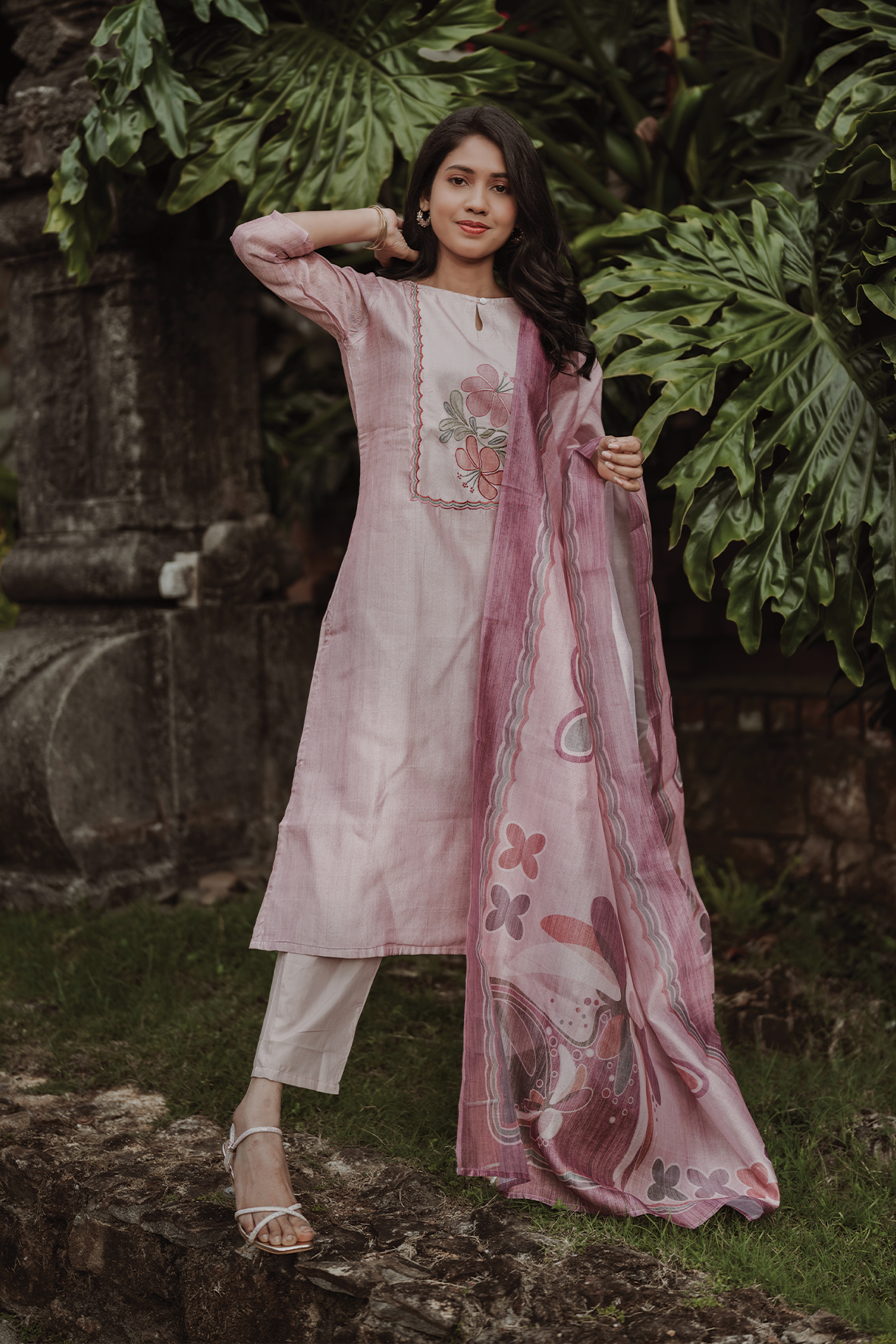 Rosedawn Embroidered 3 Piece Butter Silk Blend Kurta Set with Dupatta