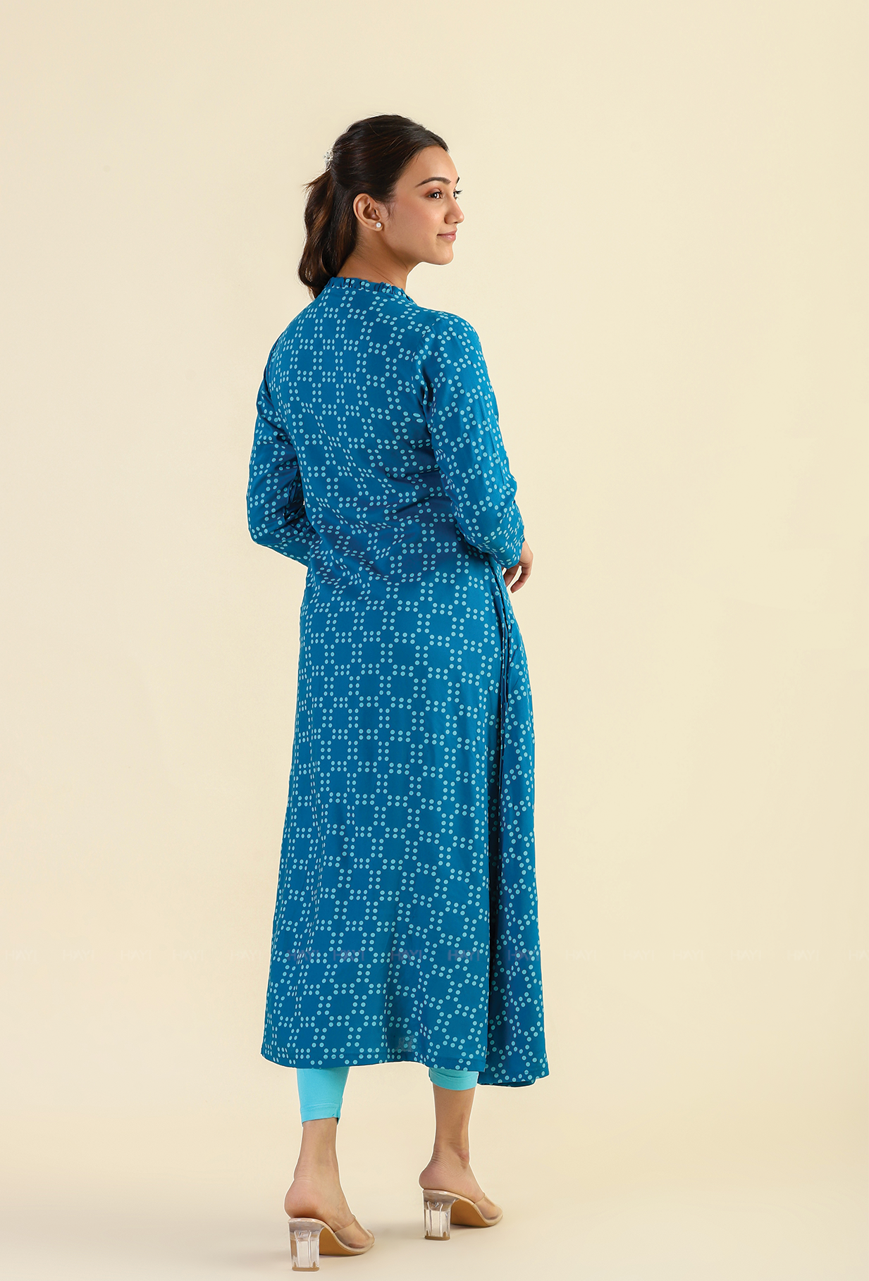 Teal Soft Horizon Viscose Printed A-line Dress