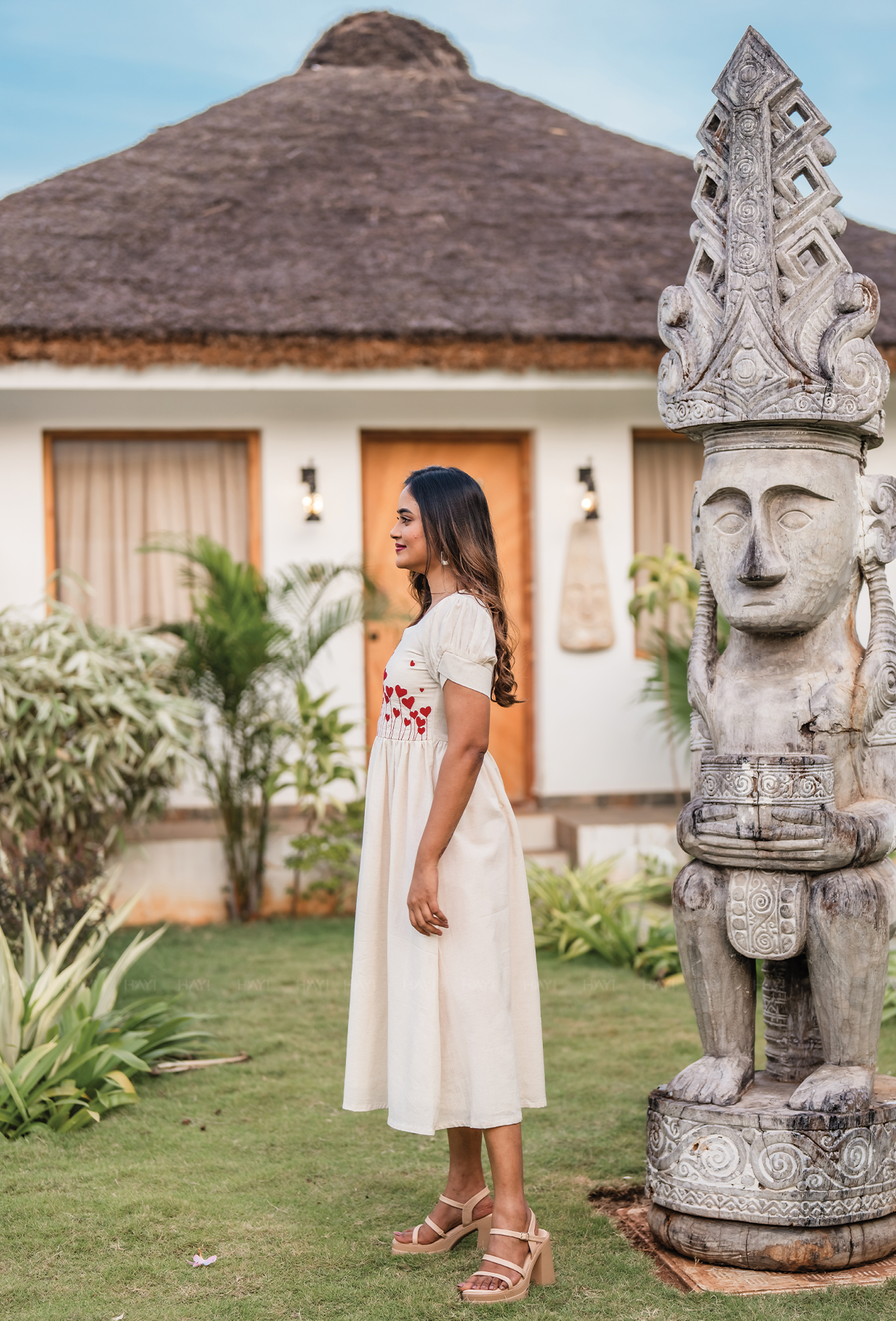 Little Hearts Embroidery Cotton Flex Dress