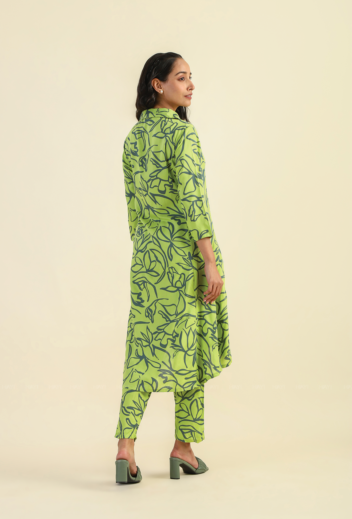 Green Ethereal Petals Viscose Printed Co-ords