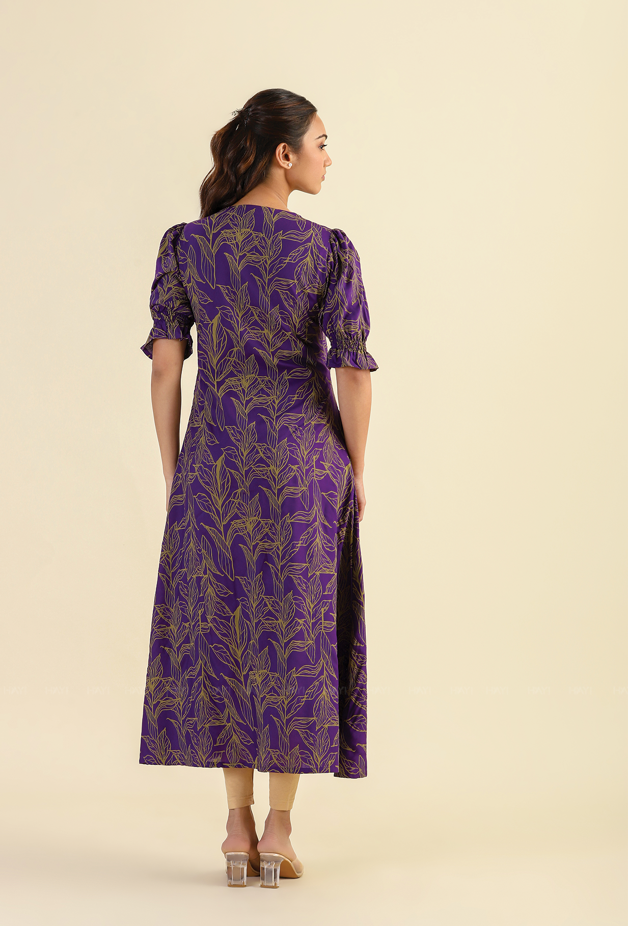 Purple Mystic Flutter Viscose Printed Dress