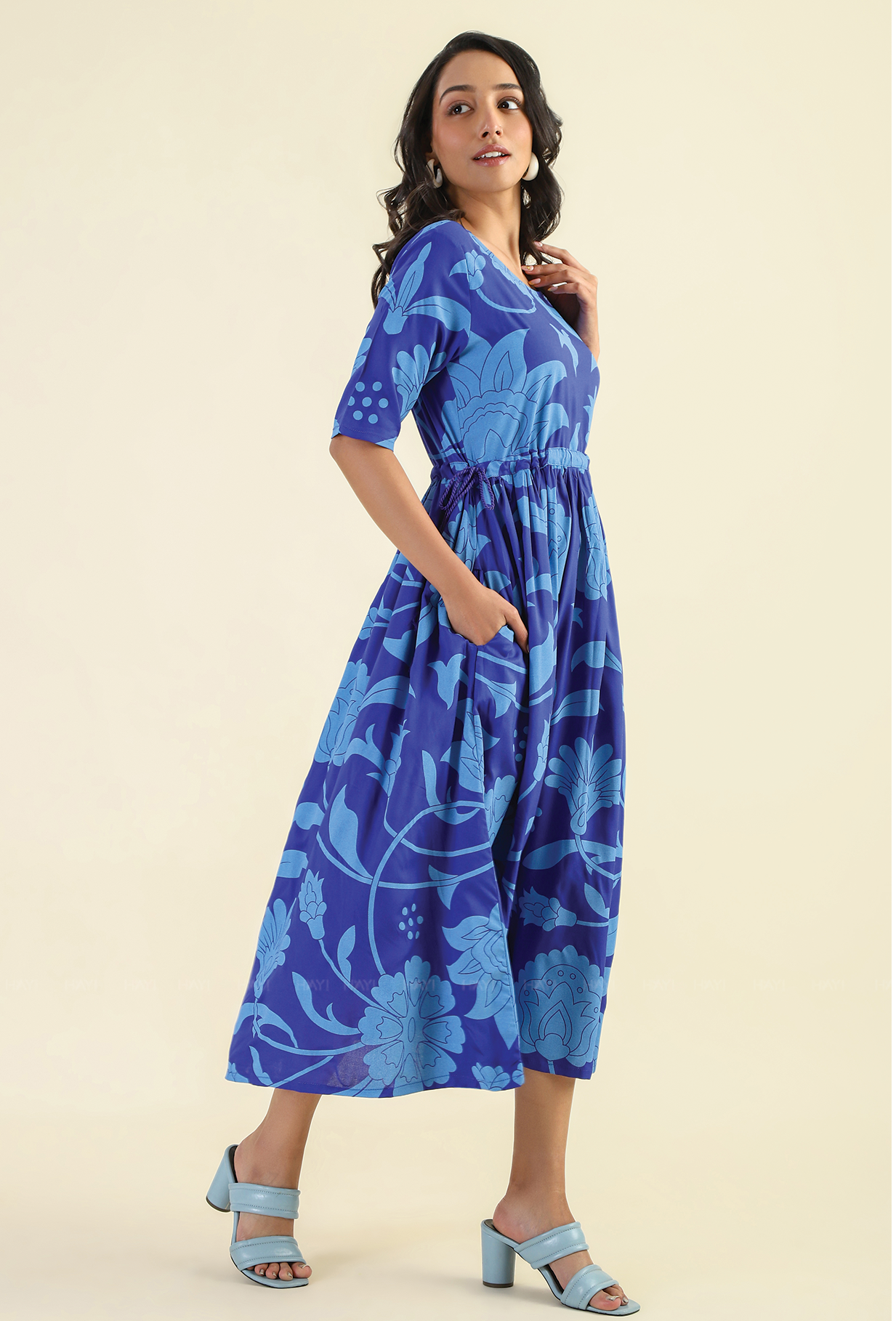 Indigo Drifit Viscose Printed Dress