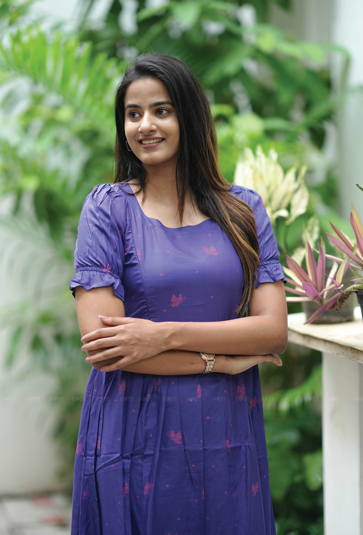 Vintage Wingcraft Violet Printed Maternity and Feeding dress