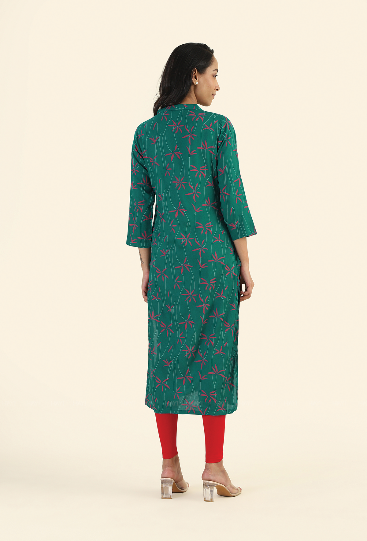 Rich Green Amethyst Sky Viscose Printed Kurta