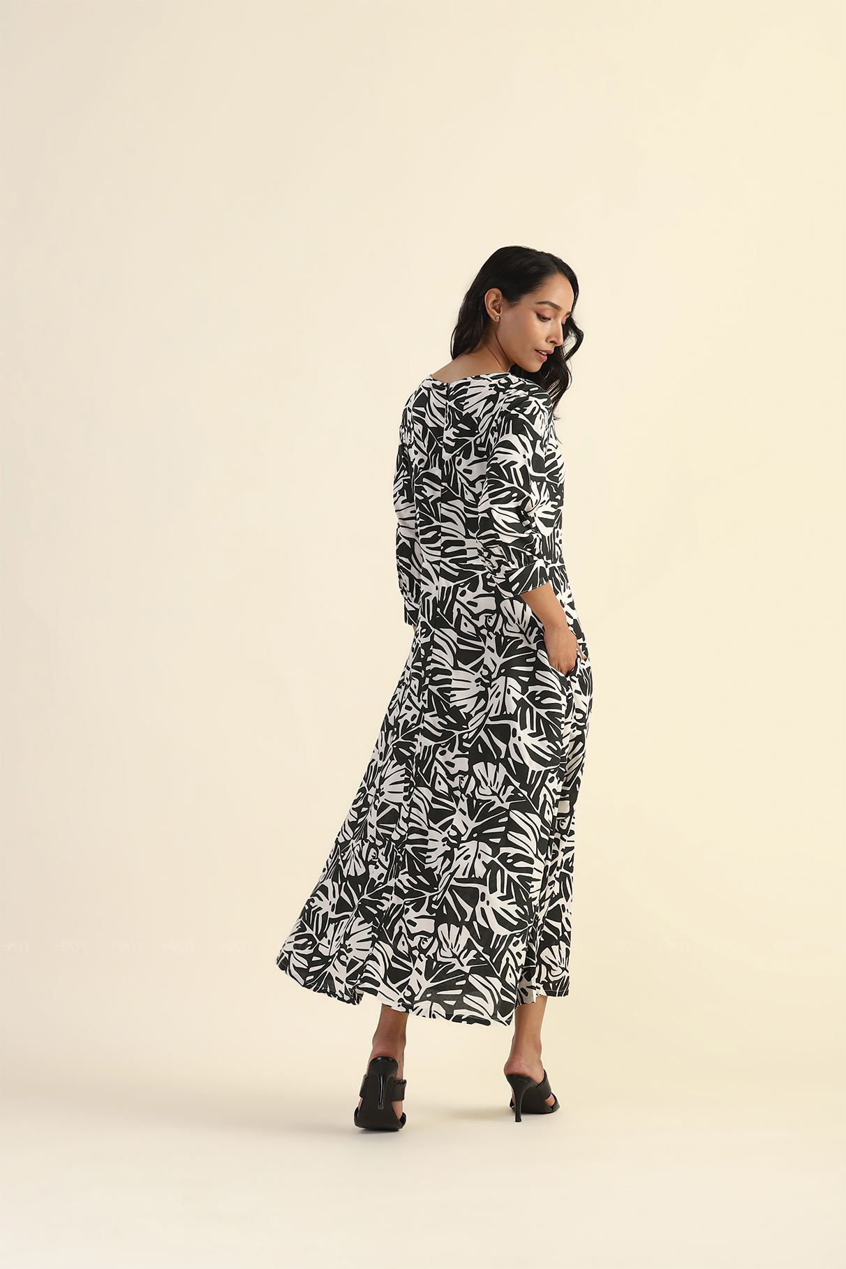 Pale White Viscose Printed Dress