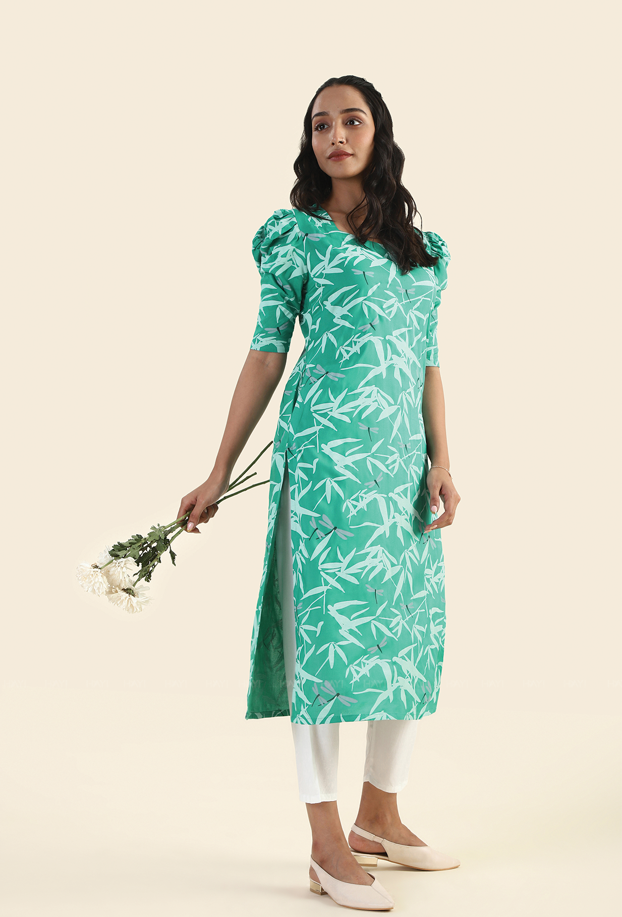 Misty Green Viscose Printed Kurta