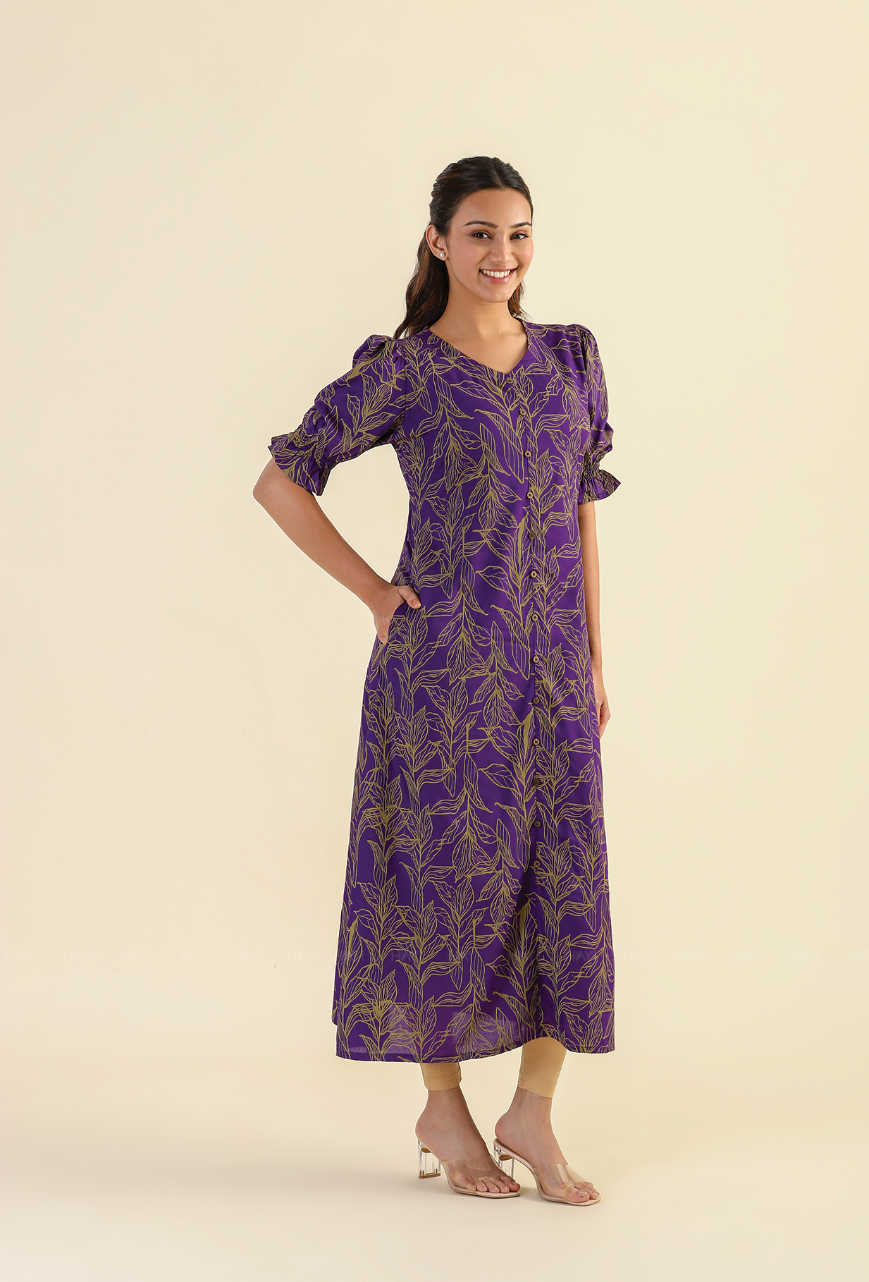 Purple Mystic Flutter Viscose Printed Dress